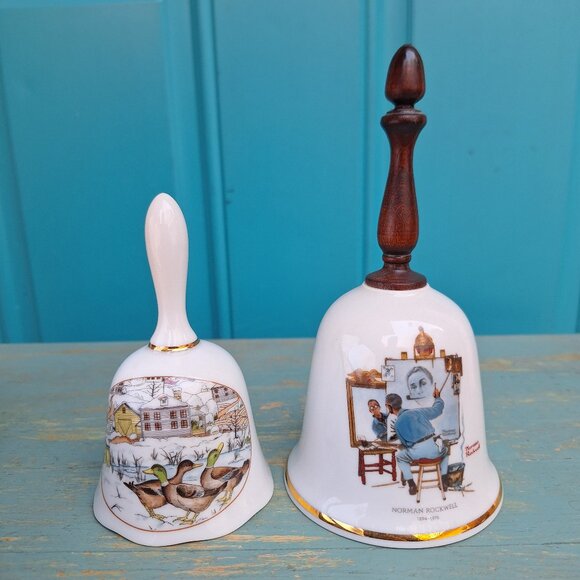 Vintage Bells Porcelain Norman Rockwell W Germany Duck Decoy Gifts for Mom Dad - Picture 1 of 13